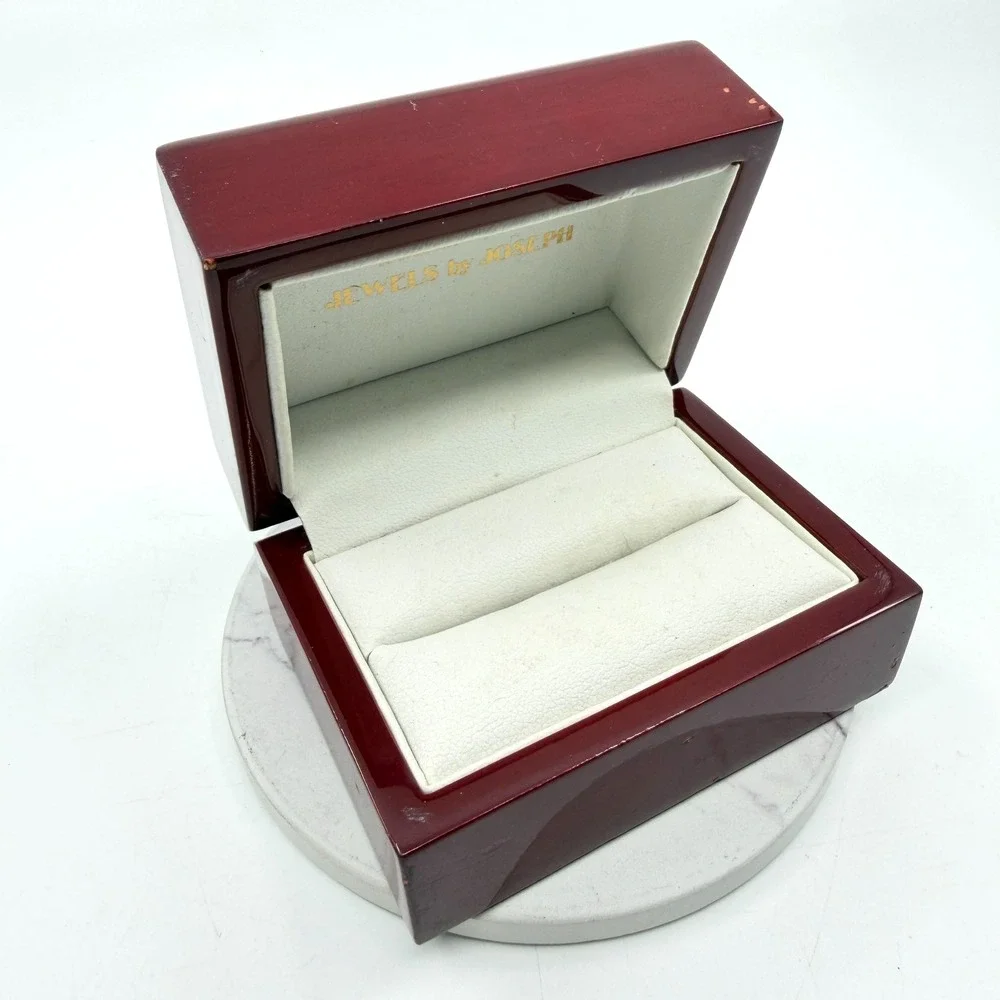 Vintage Wooden Jewelry Ring Box Dark Cherry Finish Jewels by Joseph Gift Case